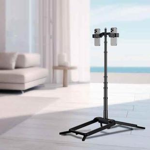 Adjustable 55-Inch Quadpod Live Streaming Phone Stand Foldable Tripod With Dual Phone Clip & 1/4 Inch Screw YY-2
