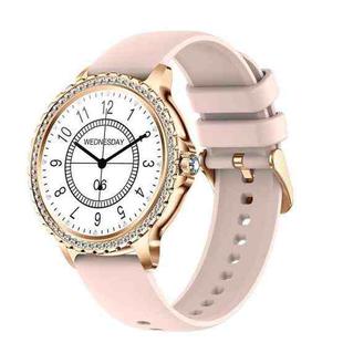 Bluetooth Calling AI Voice Assistant Life Waterproof Sports Smartwatch, Color: Gold Pink Silicone Strap