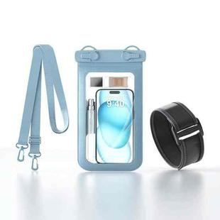 Cell Phone Waterproof Bag IPX8 30m Waterproof Touch Screen Phone Case Sports Outdoor Waterproof Bag, Color: With Armband ( Gray Blue )