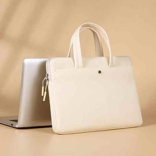 14-14.6inch Universal Laptop Bag Briefcase Women Multifunctional Shockproof Computer Bag, Color: Beige