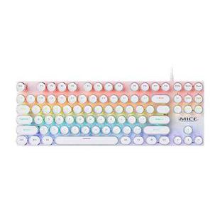 iMICE GK-800 87 Keys USB Wired RGB Round Keycap Mechanical Keyboard(White)