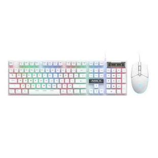 iMICE AN-350 Suspended Keycaps Mechanical Feeling Glowing Wired Gaming Keyboard and Mouse Set(White)