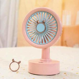 Student USB Small Desktop Fan Replaceable Animal Ears Multi-Speed Lithium Battery Mute Fan, Color: Pink Deer