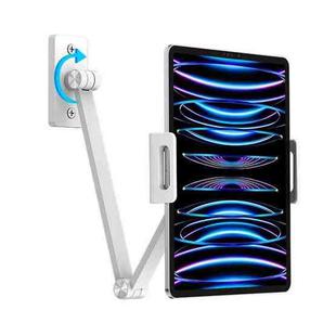 For 4.7-12.9inch Cell Phone Tablet PC Universal Bracket Base 360 Rotation Foldable Wall Mounted Support Holder Clip(White)