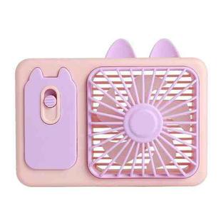 Cute Cartoon Kitten Camera Handheld Large Wind Rechargeable Fan With Stand Desktop Fan(Purple)