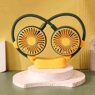 Outdoor Folding Mini Neck Fan Portable USB Rechargeable Summer Gift Fan, Color: Bear Green