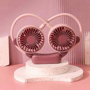 Outdoor Folding Mini Neck Fan Portable USB Rechargeable Summer Gift Fan, Color: Bear Pink Purple