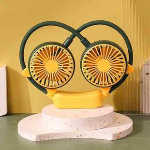 Outdoor Folding Mini Neck Fan Portable USB Rechargeable Summer Gift Fan, Color: Cat Ears Green