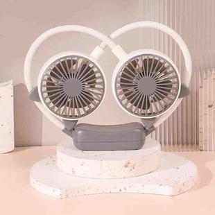 Outdoor Folding Mini Neck Fan Portable USB Rechargeable Summer Gift Fan, Color: Cat Ears Gray White