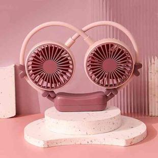 Outdoor Folding Mini Neck Fan Portable USB Rechargeable Summer Gift Fan, Color: Deer Pink Purple