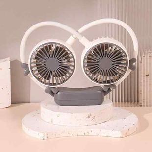 Outdoor Folding Mini Neck Fan Portable USB Rechargeable Summer Gift Fan, Color: Deer Gray White