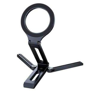 Foldable Magnet Tripod Desk Mount Phone Handle Smartphone Bracket(Black)