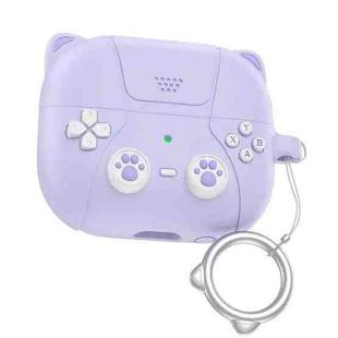 For Samsung Galaxy Buds3 / 3 Pro AhaStyle WG160 Personalized Cartoon Cat Ears Silicone Case(Purple)