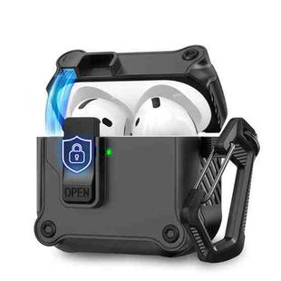 For AirPods 4 AhaStyle WG167 With Safety Locking Integrated Protective Case(Black)