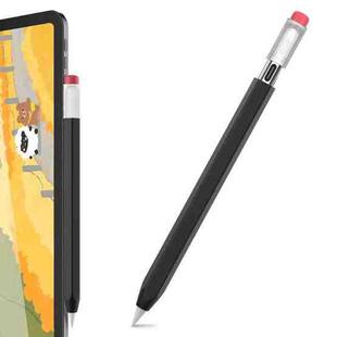 For Apple Pencil USB-C AhaStyle PT180-3 Silicone Pen Case(Black Pink Transparent Cap)