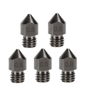 5pcs /Pack 1.75/0.8mm MK8 Hardened Steel Nozzle High-Temperature Resistant 3D Printer Extruder Hotend