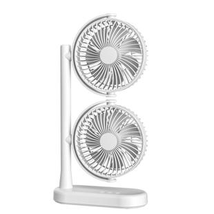 Dual Head Desk Fan 360-Degree Adjustable Oscillating Air Circulator 3-Speed Portable Cooling Fan 4000 mAh Battery