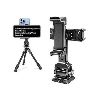 Dual Phone Mount Teleprompter Stand with Arca-Swiss Base Compatible with DJI Stabilizers for Live Streaming/Vlogging/Video Recording(8245)