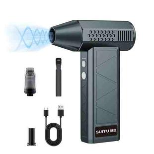 SUITU ST-8113 Outdoor Turbine Fan Home Lithium-ion Dust Blower Handheld Hair Dryer, Style: Blower+Vacuum Cleaner Gray