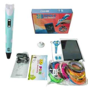 Hand-held 3D Printing Pen Kit with 20 Colors PLA Filament, Drawing Pad, Base, Scissors, Finger Guards, Art Book & Accessories US Plug(Blue)