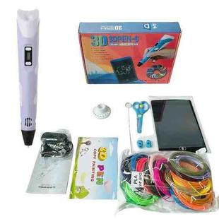 Hand-held 3D Printing Pen Kit with 20 Colors PLA Filament, Drawing Pad, Base, Scissors, Finger Guards, Art Book & Accessories US Plug(Purple)