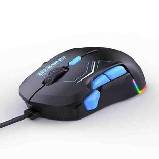 MKESPN 12800 DPI Ambidextrous Wired Gaming Mouse - 10 Programmable Buttons, RGB Customization, Symmetrical Design(Black Blue)