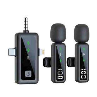 H68 3 In 1 Dual Mic Live Noise Reduction Video Shooting Mini Mobile Phone Microphone Digital Wireless Lapel Microphone