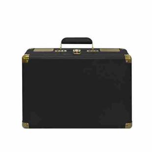 SDRD Wooden Box Karaoke Machine With Wireless Dual Mics All-In-One Speaker System Supports U Disk/TF Card(Black)