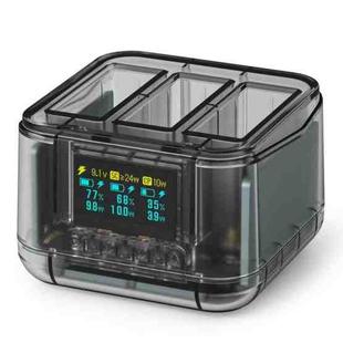For Insta360 Ace Pro/Ace Pro 2 Battery Charger 3-Channel Fast Charging Station With OLED Screen(Transparent Black)