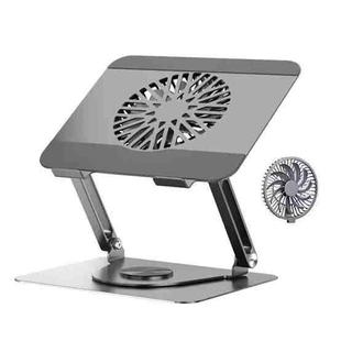 360 Rotating Laptop Stand Foldable Metal Desk Holder For 17.3 Inch Laptops Tablets With Magnetic Cooling Fan Gray