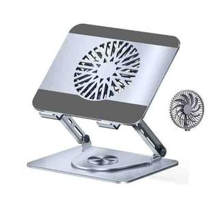 360 Rotating Laptop Stand Foldable Metal Desk Holder For 17.3 Inch Laptops Tablets With Magnetic Cooling Fan Silver