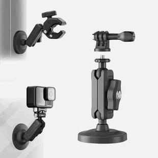aMagisn Metal Arm Clamp Magnetic Base with 1/4-inch Ball Head For Insta360, DJI, GoPro Cameras(Black)