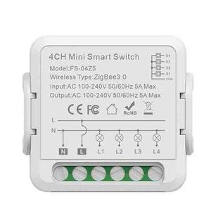 FS-04Z5 4CH ZigBee 5A Smart Switch Voice Timer Switch For Amazon Alexa / Google Assistant
