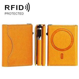 One-Click Pop-Up RFID Blocking Card Holder Magnetic Phone Wallet for MagSafe iPhones(Yellow)