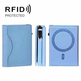 One-Click Pop-Up RFID Blocking Card Holder Magnetic Phone Wallet for MagSafe iPhones(Blue)