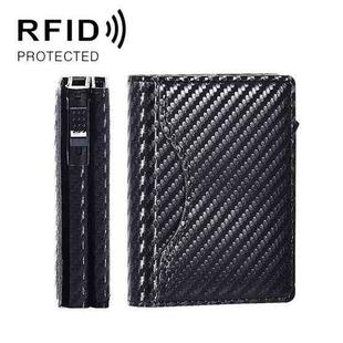 One-Click Pop-Up RFID Blocking Card Holder Magnetic Phone Wallet for MagSafe iPhones(Carbon Fiber)