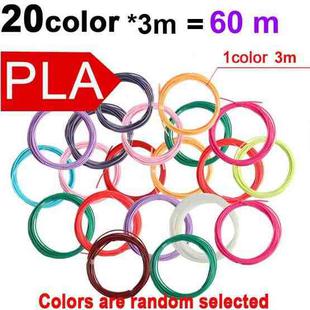 60m 20 Colors x 3m PLA 3D Printer Filament 1.75mm Multicolor Filament Bundle for 3D Pen & Crafting