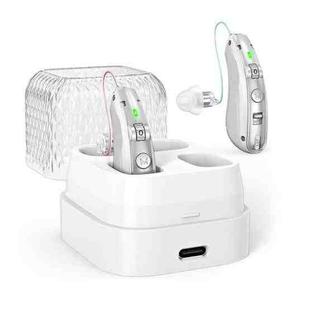 Behind-The-Ear Hearing Amplifier With Charging Case Sound Enhancer For Seniors(Sliver)