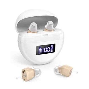 Hearing Aids With Digital Display Charging Case Noise Cancelling Invisible In-Ear Sound Amplifier(Skin Color+White Case)