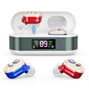 Invisible In-Ear Hearing Aids with Charging Case & Digital Display Noise Cancelling Feedback-Free Sound Amplifier(Red Blue)