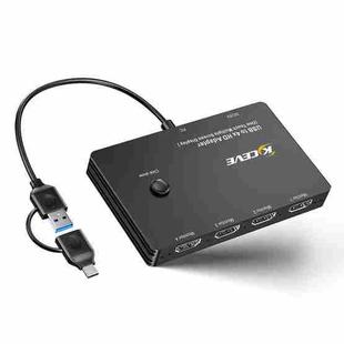 KCEVE MSTH14 USB / Type-C To 4 HDMI Port Adapter KVM Switch