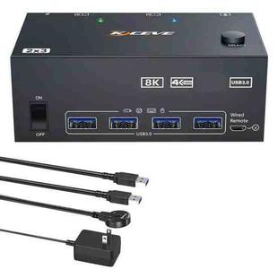 KCEVE KC-KVM204DH 2 In 4 Out 8K 60Hz KVM Switch For 2 Computer 4 Monitors US Plug