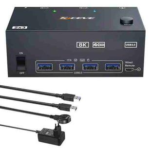 KCEVE KC-KVM204DH 2 In 4 Out 8K 60Hz KVM Switch For 2 Computer 4 Monitors EU Plug