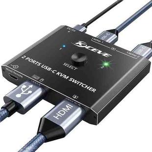 KCEVE KC-C201H 2 Type-C Input 1 Output KVM Switch Support 4K 60Hz
