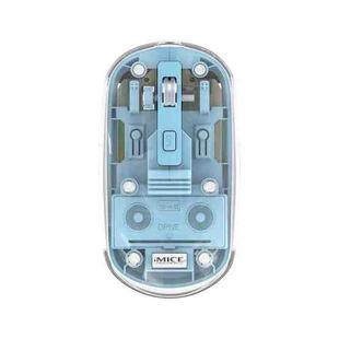 IMICE T400 4 Keys 1600DPI Dual-Mode Mouse Transparent Bluetooth Charging Wireless Silent Mice(Blue)