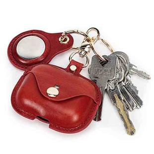 For Airpods Pro / Airtag CONTACTS FAMILY CFG2001+CFG2002 2 In 1 Anti Loss Leather Case(Red)