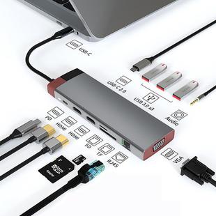 BS12A Metal Type-C Docking Station USB HUB Computer Multi Functional Expansion Dock