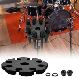 Universal Microphone Stand Holder with 8 Mic Storage Compatible with Most Tripods(Black)