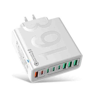 150W 4USB+4Type-C 8 Interface QC3.0 Fast Charging Cell Phone Charger US Plug (White)