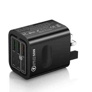 BK321 50W 3USB+3Type-C 6-Ports Fast Charging Phone Charger UK Plug (Black)